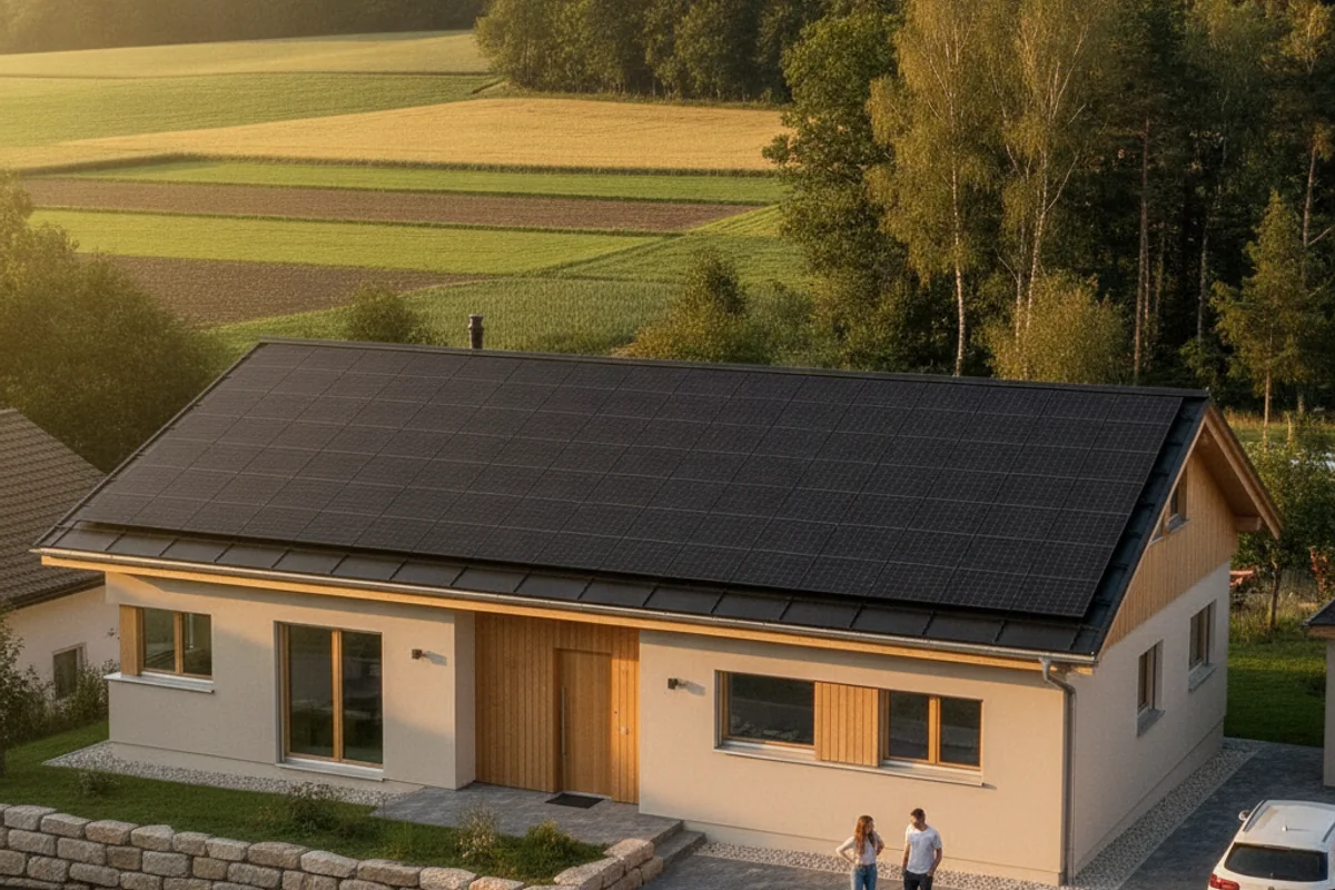Photovoltaik-Anlage auf einem Haus in Aarau
