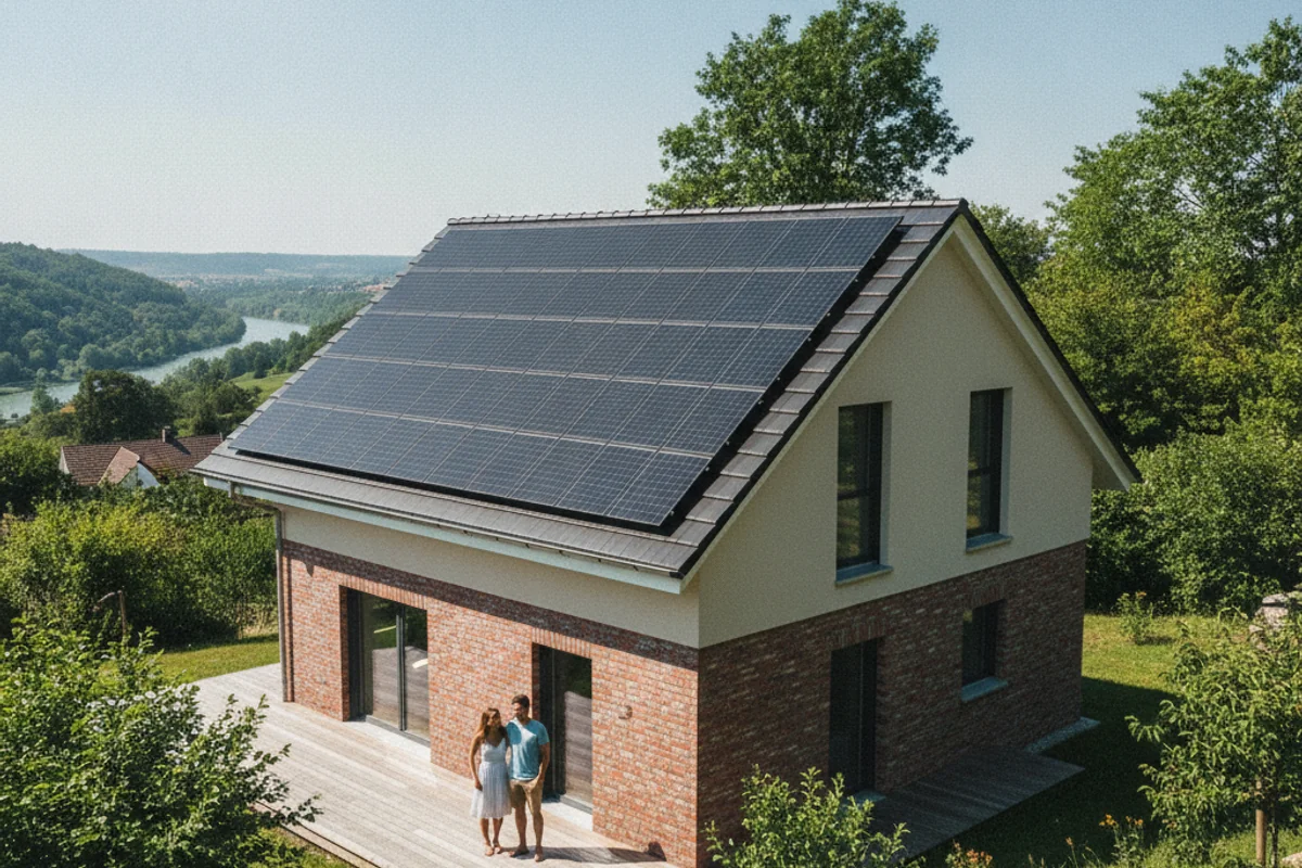 Photovoltaik-Anlage auf einem Haus in Basel