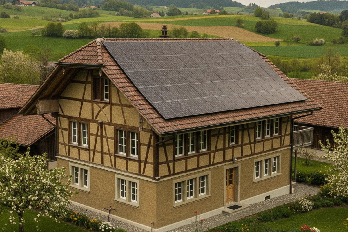 Photovoltaik-Anlage auf einem Haus in Bern