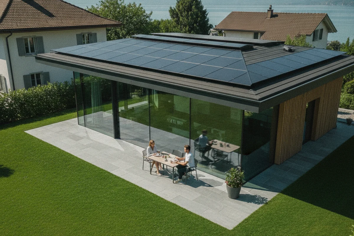 Photovoltaik-Anlage auf einem Haus in Zug